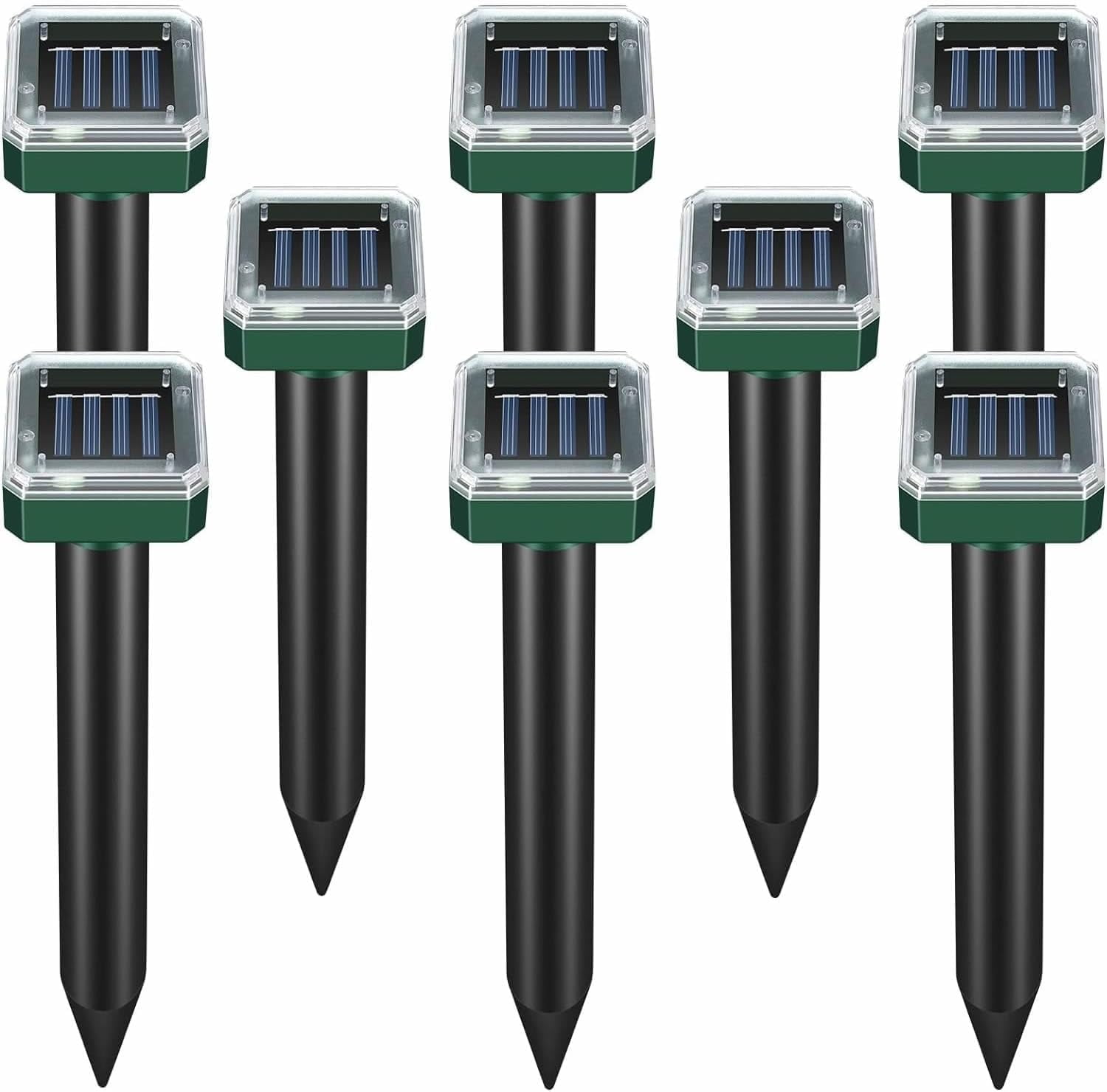 HeartGoods Mole Repellent Solar Powered, Waterproof Vole Chipmunk Repellent Outdoor,Ultrasonic Gopher Repellent for Lawn Garden, Mole Deterrent,Groundhog Repeller, Snake (8 Packs)