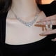 thumbnail image 4 of Conjunto de collar y pendientes de cristal para novia, Gargantilla con colgante de diamantes de imitación plateados, conjunto de joyería nupcial brillante para mujer, 2 uds., 4 of 5