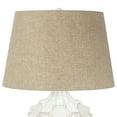 thumbnail image 5 of Possini Euro Design Cosgrove Modern Mid Century Table Lamp 26 1/2" High White Glazed Ceramic Light Brown Linen Drum Shade for Bedroom Living Room Home, 5 of 10