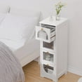 thumbnail image 4 of TROPOW Bathroom Floor Cabinet, Freestanding Small Bathroom Storage Cabinet with 4 Drawers, 11.8" x 11.8" x 33.1" White Wooden Storage Organizer for Bathroom Living Room Hallway, 4 of 7