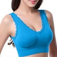 thumbnail image 5 of Mrat Wireless Bras for Large Breasted Women Cotton Bralette Women Push-Up Bra Style M-223 Big & Tall Size Soft Bra Female V-Neck Hook and Eye Bra Closure Lace Bralette Blue XXL, 5 of 5