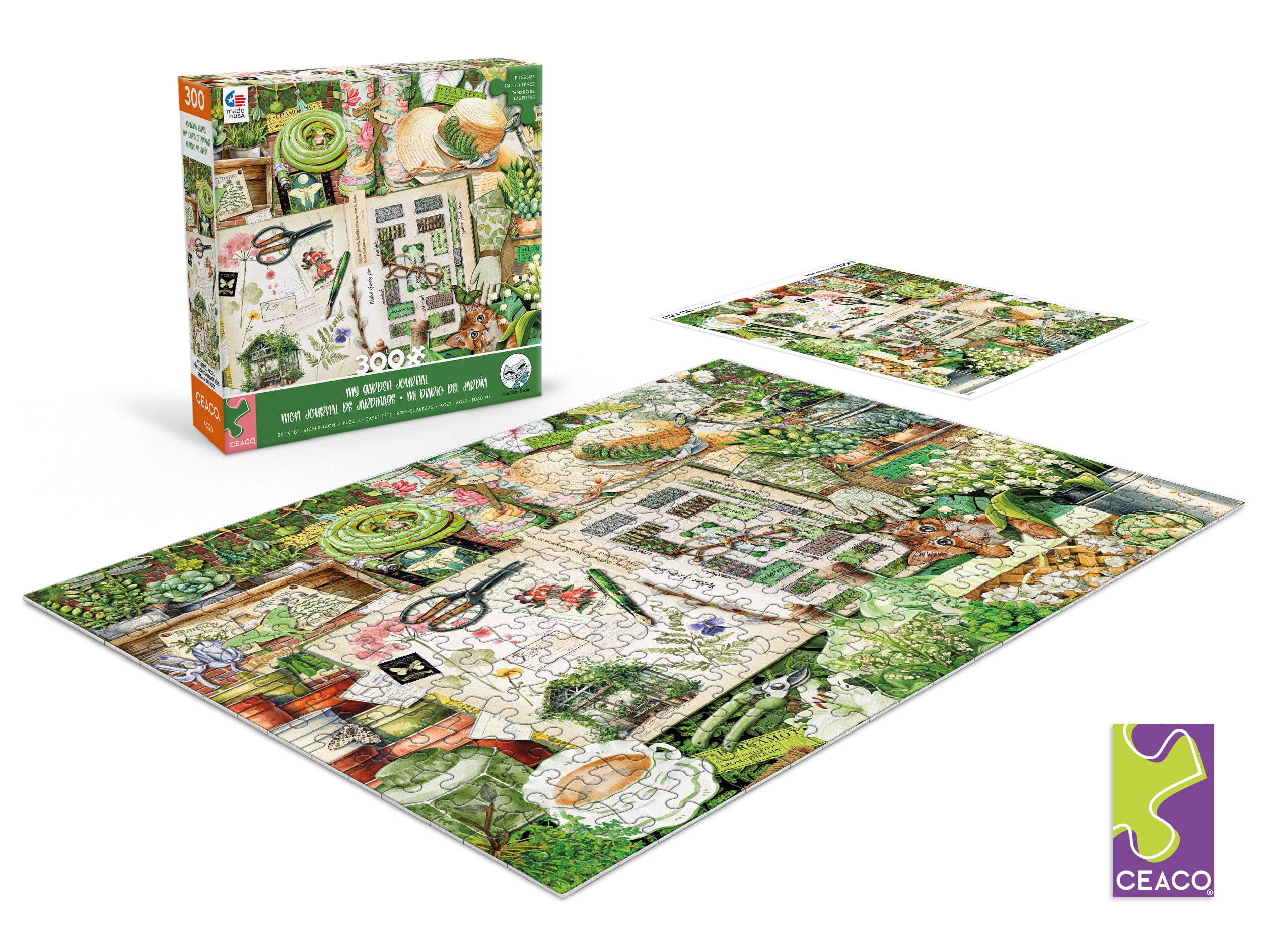Ceaco 300 Piece My Garden Journal (Kate Ward Thacker) Interlocking Jigsaw Puzzle