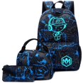 thumbnail image 1 of Mochila escolar Bluboon para niños y adolescentes mochila para libros 3 unidades azul, 1 of 9