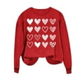 thumbnail image 3 of Women's Sweatshirts Solid Color Heart Graffiti Print Pullover Sweatshirt Long Sleeve Crew Neck Shirt Top Womens Blouse for Valentine's Day and Daily, 3 of 4