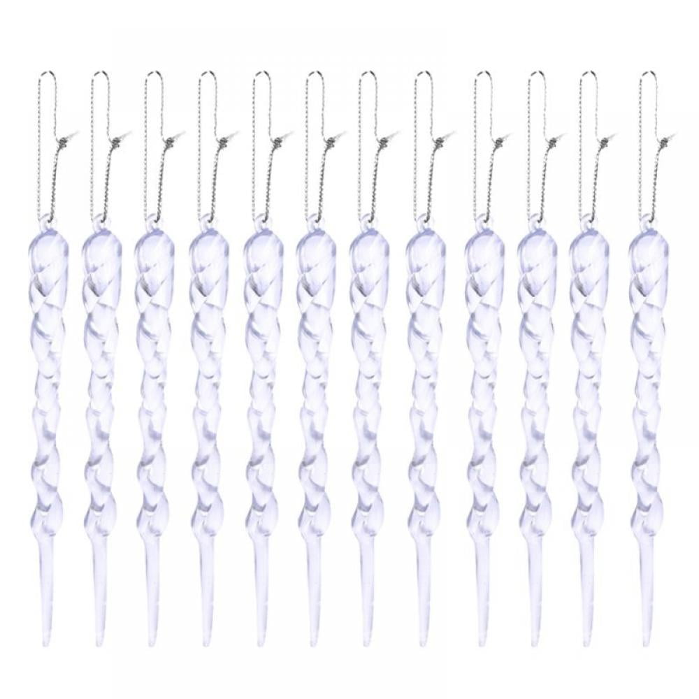 12 Pieces Plastic Icicle 5.12 inch Twisted Plastic Icicle Christmas