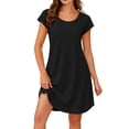 thumbnail image 3 of Frostluinai Women's Nightgown Short Sleeve Nightshirt Crewneck Sleep Shirt Comfortable Mini Pajama Dress Solid Casual Home Sleep Dress S-XXL, 3 of 10