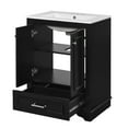 thumbnail image 4 of Lisonu 24-Inch Bathroom Vanity with Ceramic Sink, Black Modern Cabinet with Soft Close Doors, Adjustable Shelves, Silver Handles for Small Bathroom Storage, 4 of 25