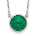 thumbnail image 3 of Sterling Silver Rhodium-plated Round Malachite Cabochon Necklace, 3 of 3