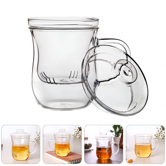 ACDANC 1pc Glass Tea Cup Household Filtering Tea Cup Glass Tea Infuser with Lid