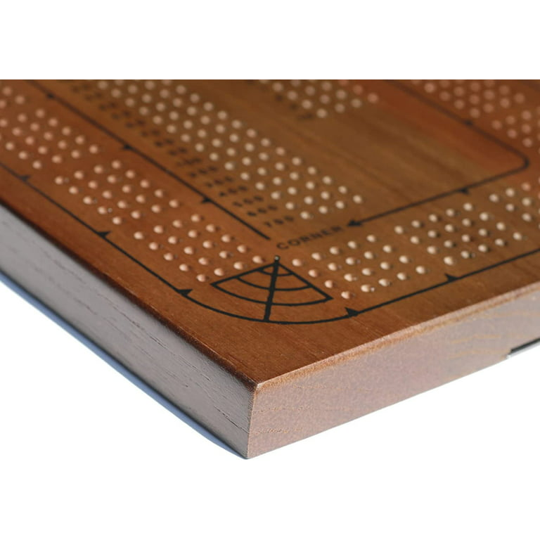 Natural Finish Cribbage Board With 6 Wood Pegs Complete Continous Two Lane  