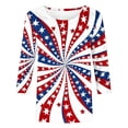 thumbnail image 5 of Xdegoge 4th of July Patriotic T Shirt for Women USA American Flag Three Quarter Sleeve Crewneck Stars And Stripes Happy Labor Day Graphic Print Breathable Summer Tops, 5 of 6