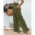 thumbnail image 5 of Mumubreal Women's Wide Leg Linen Pants Drawstring High Waist Palazzo Pants Flowy Beach Lounge Trousers with Pockets, 5 of 7