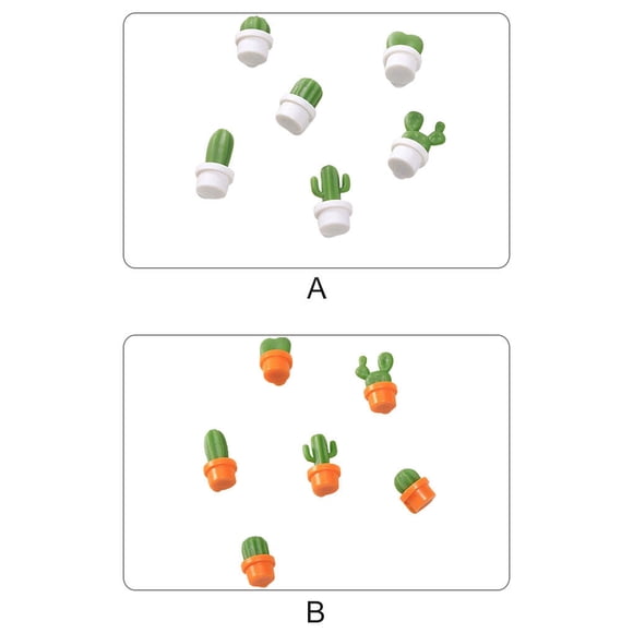 6pcs Cactus Plant Refrigerator Message Sticker Home Decoration Pplastic sticker Home Blackboard Tool, White