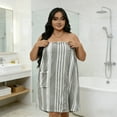 thumbnail image 1 of Toallas de baño de vellón coral, tallas grandes, a rayas, de vellón coral, para usar, para baño, falda, suave, absorbente, para mujer, para envolver, grande, ancha, para ducha de spa, bata de baño, se, 1 of 6