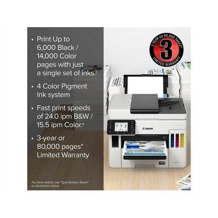Canon - MAXIFY MegaTank GX7021 Wireless All-In-One Inkjet Printer with Fax - White