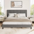 thumbnail image 3 of Full Size Bed Frame with Adjustable Headboard, Linen Upholstered Full Platform Bedframe with Strong Wooden Slats,Upholstered Mattress Foundation/No Box Spring Needed/Easy Assembly, 3 of 7
