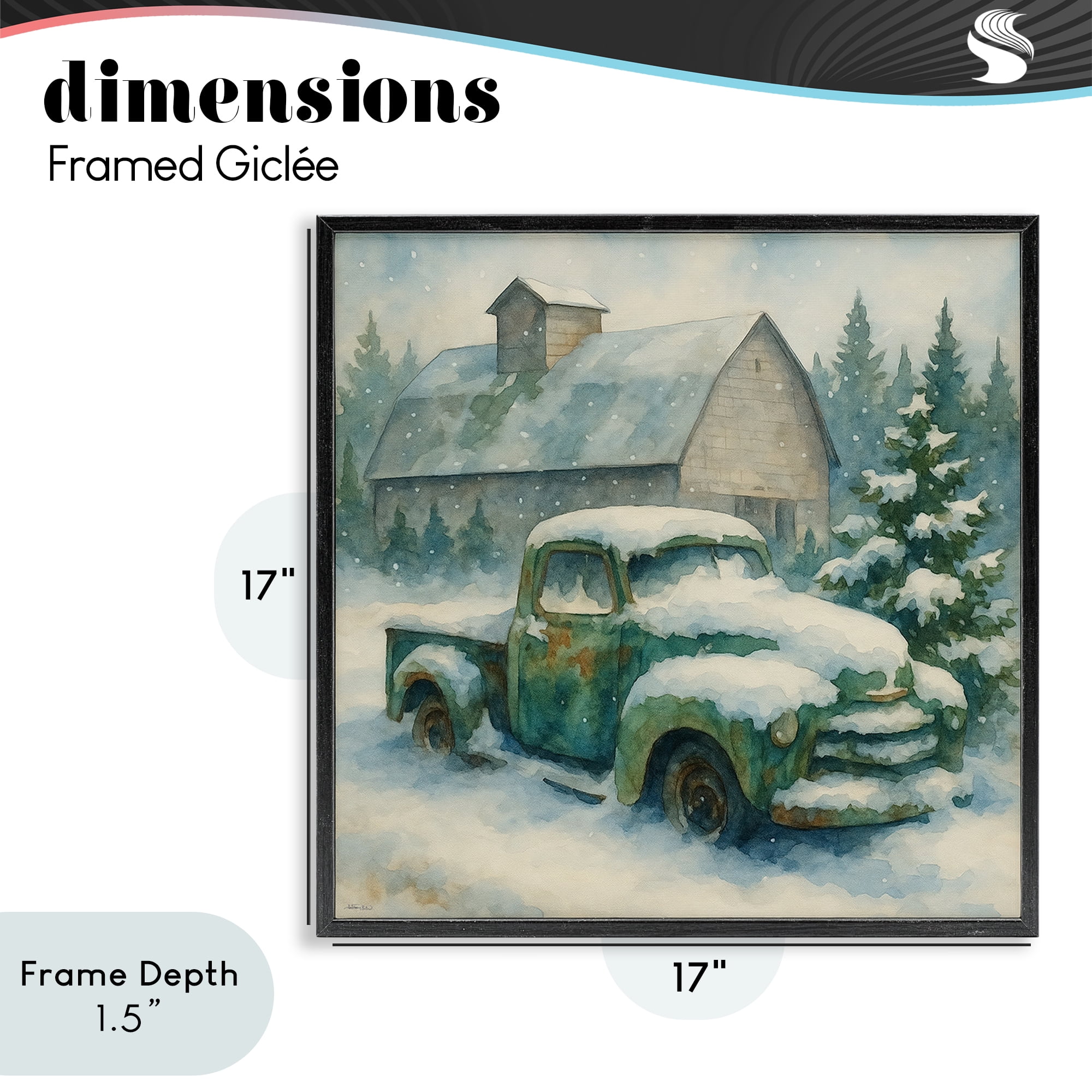 Stupell Industries Nostalgic Winter Farm Truck Black Framed Giclee Art, design by Antony Smith