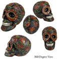 thumbnail image 4 of Urbalabs Day of The Dead DOD Gothic Floral Rose Flower Sugar Skull Decor Statue Skeleton Head Creepy Figurine Skull Gothic Colorful Skulls Dia De Los Muertos Decor, 4 of 7