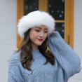 thumbnail image 3 of HAOAN Womens Faux Fur Hat for Winter  Classy Russian Style Suede Fluffy Warm Cap, 3 of 5