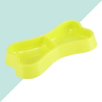 Dual Pet Bowl,Portable Dog Double Bowls Plastic Bone Shape Puppy Water Food Feeder Feeding Bowl for Cats Dogs Pet Accessories (Green)