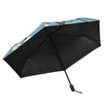 thumbnail image 4 of Cotton Tree Oil Painting All Weather Umbrella Triple Folding Parasol 6 Ribs UV Protection Portable, 4 of 8