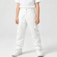 thumbnail image 2 of CONZONE Kids Boys Cargo Pants Outdoor Hiking Pants For Child Buttons Solid Color Wide Leg Jogger Trousers With Pockets, 2 of 7