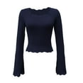 thumbnail image 4 of JAJAHO Womens Shirts Flare Long Sleeve Square Neck Tops Lace Trim Basic Girls Crop Tops Fashion Clothes 2026 Versatile Tops, 4 of 4