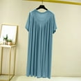 thumbnail image 3 of Women's Summer Nightgown Short Sleeve Nightshirt Loose Pleated Sleepwear Crewneck Pajama Dress Soft Modal Loungewear, 3 of 3