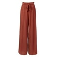 thumbnail image 1 of MixMatchy Women's Breathable Chiffon Fabric Loose Pleated Wide Leg Palazzo Pants with Ribbon Tie Elastic Band, 1 of 4