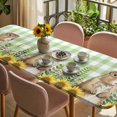 thumbnail image 3 of Groundhog Day Table Cloths for 8 Foot Rectangle Tables, Green Plaid Sunflower Spring Floral Patio Waterproof Elastic Fitted Tablecloths, Washable Rectangular Table Cover for Camping, 3 of 8