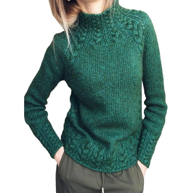 Bellella Femmes Casual Pull Manches Longues Hiver Chaud Pull Tops Chic Pull Vert 2XL