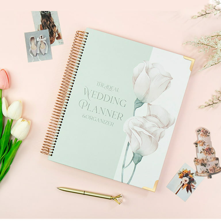 Wedding Planner - Wedding Planner Book and Organizer for the Bride with 5  Tabbed Sections, 9 x 11.9, Hardcover with Metal Corner + 5 Inner Pockets  +