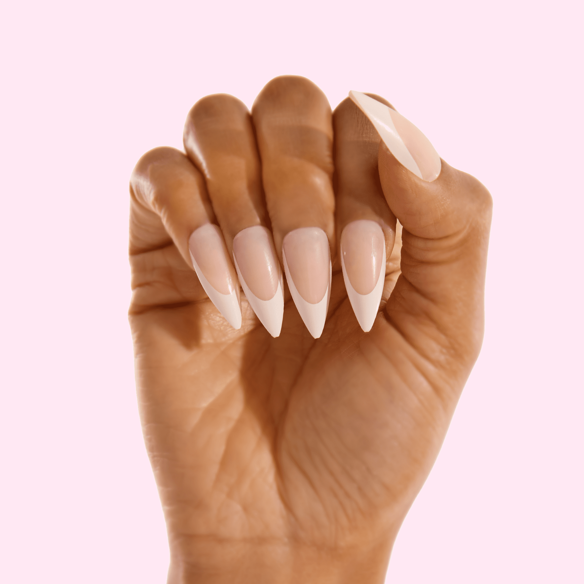 PaintLab Long Stiletto Press On Nails, French Tips, White French Tip, 30 Count