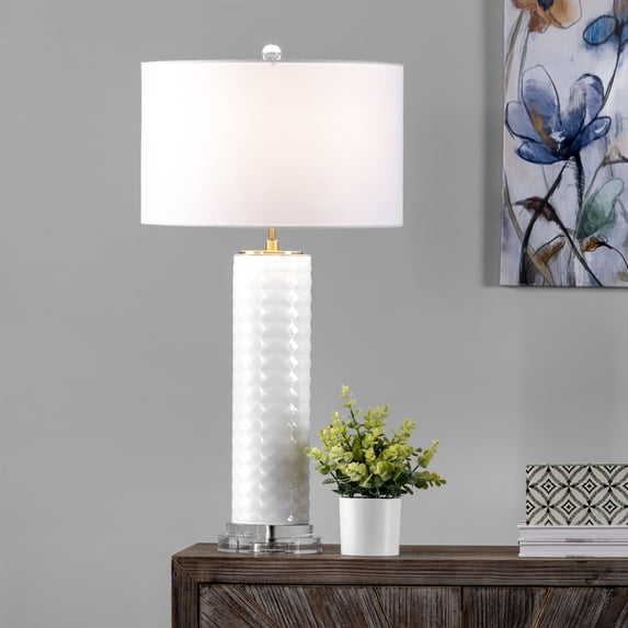 nuLOOM Verona 31" Glass Table Lamp, 31" H x 16" W x 16" D, White