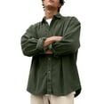 thumbnail image 3 of OGLCCG Mens Corduroy Shirt Long Sleeve Button Down Casual Blouses Tops Casual Classic Lapel Collar Bussiness Work Tshirt for Men, 3 of 7
