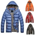 thumbnail image 3 of Winter Men Solid Color Down Jacket Slim Fit Hooded Long Sleeve Coat Outwear, 3 of 7