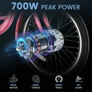 MOONCOOL Adult 24/26 Unisex 3-Wheel Tricycle, 700W Peak Motor, 7 Speeds, 36V 10.4Ah Removable Lithium Battery, 16MPH Max Speed, 40 Miles Range