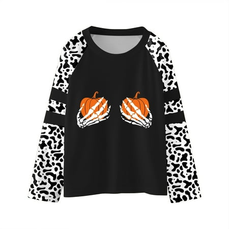 

PMVFHDE Halloween Costumes 4t Girl Youths Girls Pumpkins Letters Prints Casual Pullover Leopard Girls Sweatshirts Boys Toddler Kids Little Girl s Long Sleeve Tops Watermelon Red 9-10 Years