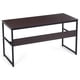 thumbnail image 4 of Costway Escritorio de Ordenador con Estructura de Metal, Mesa de Estudio con Estante de Almacenamiento y Patas Ajustables, Escritorio de Trabajo para Casa, Oficina, Marrón, 4 of 5