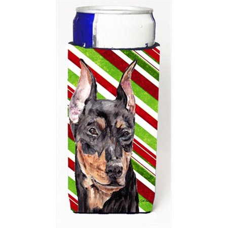 

German Pinscher Candy Cane Christmas Michelob Ultra bottle sleeves Slim Cans 12 Oz.