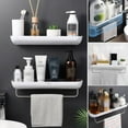 thumbnail image 6 of Wall Mounted Bathroom Storage Rack Non Perforated Adhesive Organizer Shelf with Guardrail for Towels Toiletries Kitchen Supplies Waterproof Multi-Purpose Space(Multicolor),Ccwuwei, 6 of 9