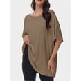thumbnail image 2 of 3-pack Khaki Women's Plus Size T Shirts Oversized Tees Summer Half Sleeve Crew Neck Tunic Tops, 2 of 6