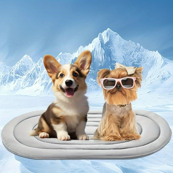 QUTETN Pet Dog Cooling 35" x19" Reversible Cooling Pad for Dogs and Cats, Comfort Ice Summer Dog Bed Outdoor Indoor Washable, Ideal for Kennel Sofa Floor Car Seats