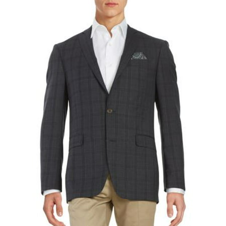 Plaid Two-Button Wool Suit Jacket