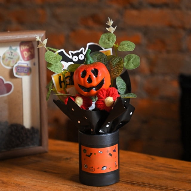 1 Mini Ramo de Calabazas de Halloween, Adorno de Calabaza Fantasma Pequeño de Alta Calidad, Decoración de Regalo