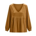 thumbnail image 7 of Xdegoge Women's Long Sleeve V Neck Tops Velvet Blouses Lace Trim Peplum Babydoll Shirts Casual Fall Tunic Tops for Women, 7 of 7