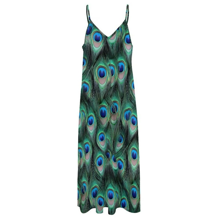 white christmas dresses Sexy Deep V Neck Peacock Print Beach Dress Long Sleeve Casual Boho Women Dress