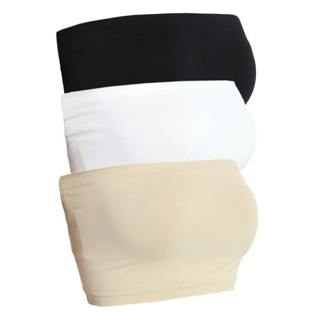 TheMogan Women's 3PCS Basic Layering Seamless Bra Top Simple Tube (Best Bra For White Shirt)