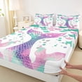 thumbnail image 3 of jejeloiu Cartoon Mermaid Animals Twin Sheet Sets,Colorful Cute Sealife Bedding For Girls Teens 3 Pieces, 3 of 7