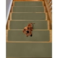 thumbnail image 2 of Sage Green Stair Treads for Wooden Steps Indoor Runner Rug Carpet, Brown Solid Color Simple Abstract 4 Pieces Peel and Stick Staircase Step Treads Covers Washable Throw Door Mats, 30"x8", 2 of 5